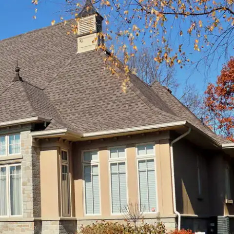 Close-up of a completed roofing project